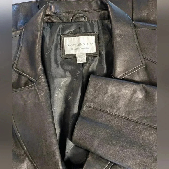 Worthington Black 100% Lambskin Leather Jacket/ Blazer SZ XL Beautiful, Exc cond - Picture 4 of 5